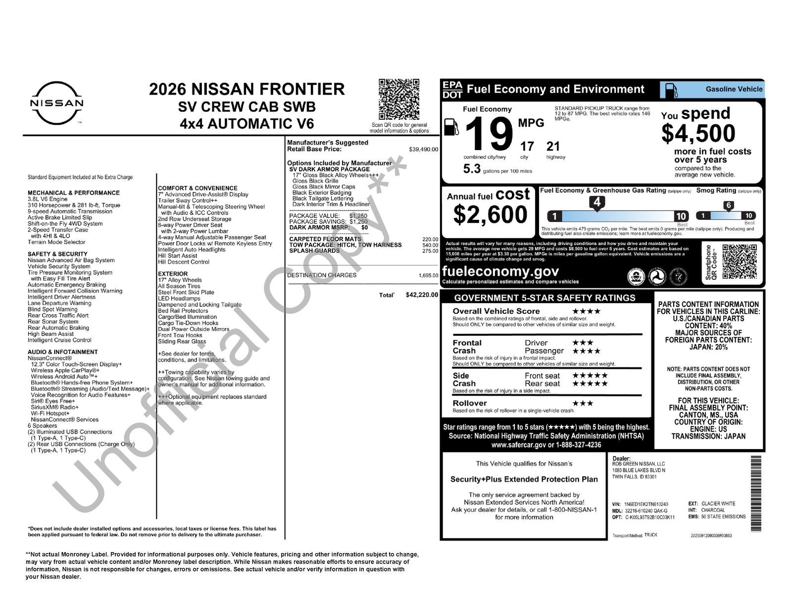 2026 Nissan Frontier SV