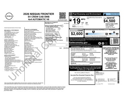 2026 Nissan Frontier SV