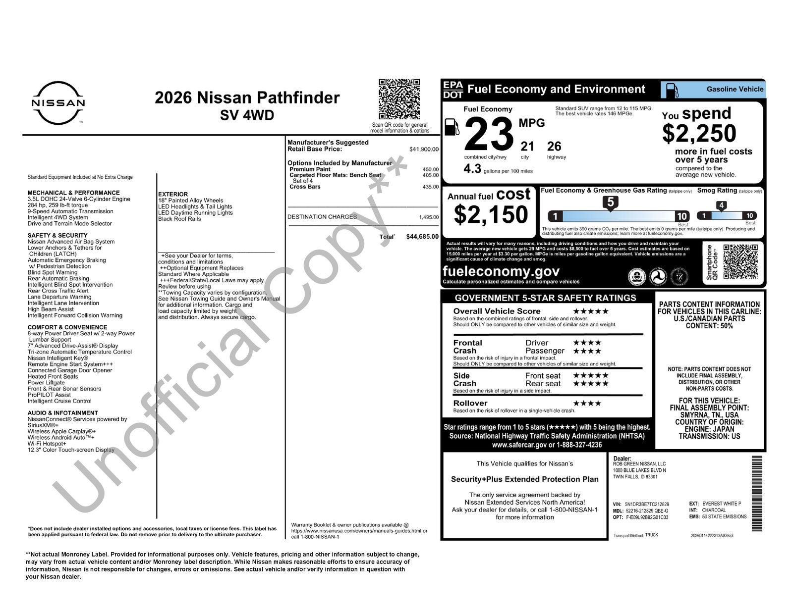 2026 Nissan Pathfinder SV