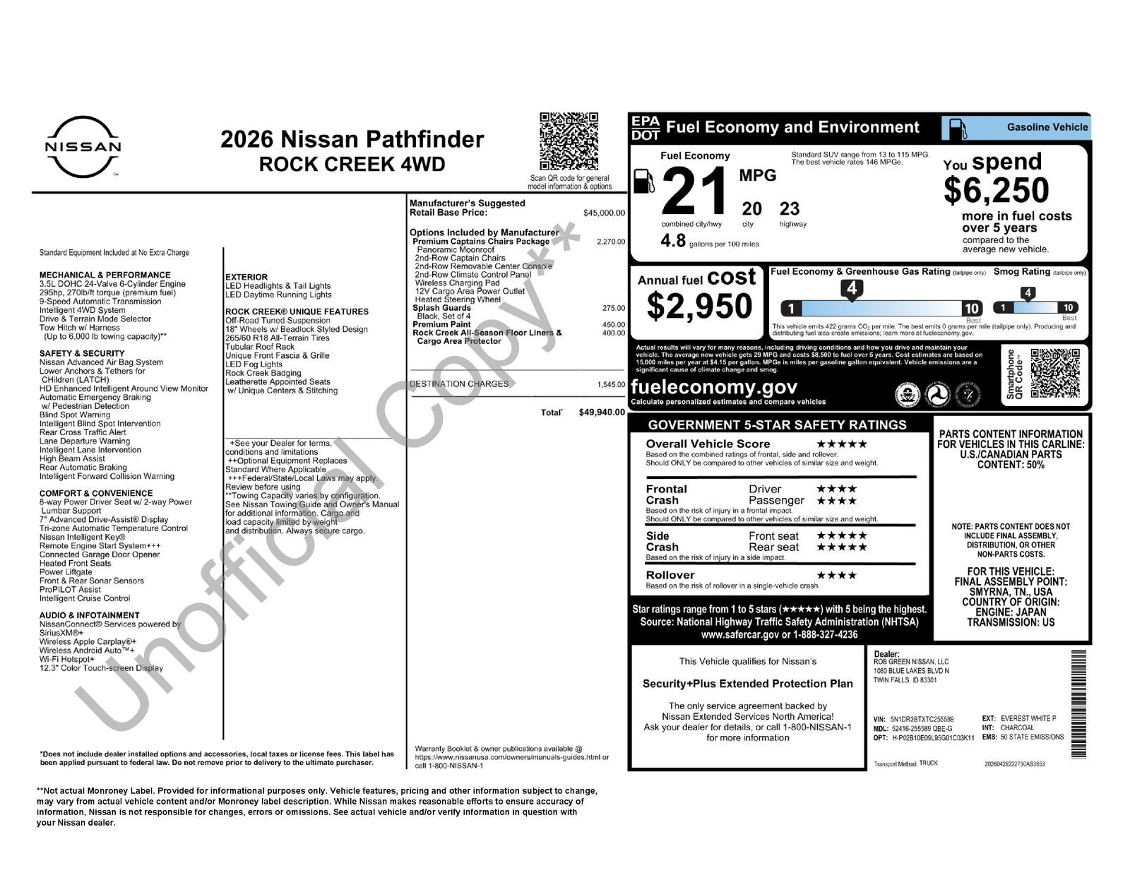 2026 Nissan Pathfinder Rock Creek