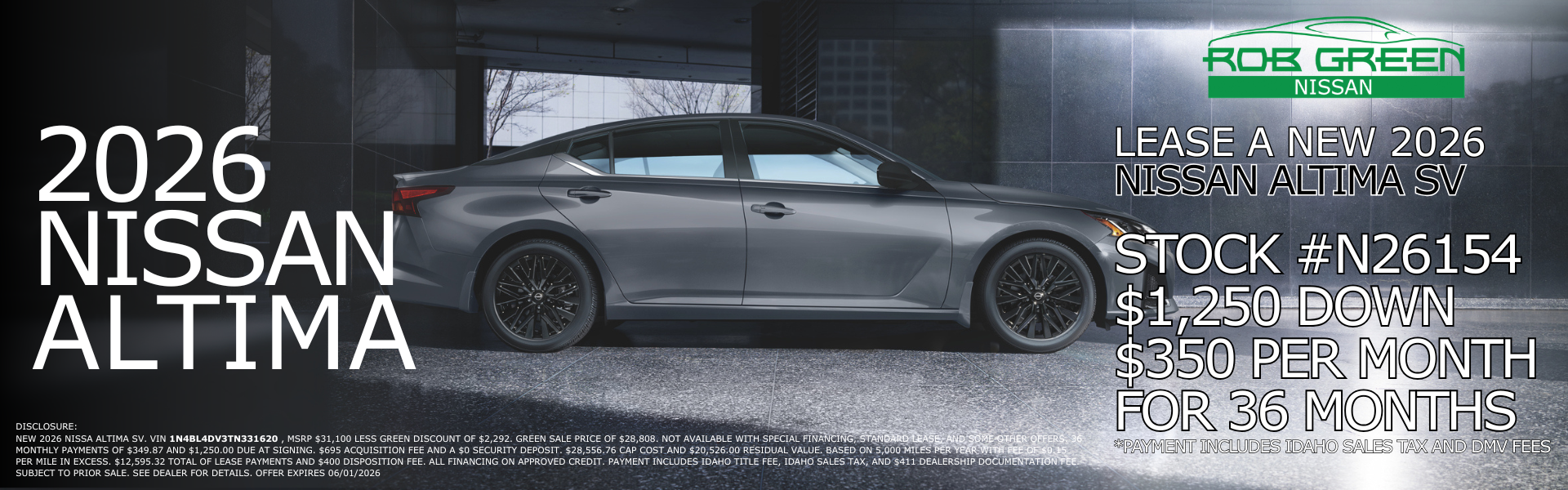 LEASE A NEW 2026 NISSAN ALTIMA FOR $350 A MONTH FOR 36 MONTH