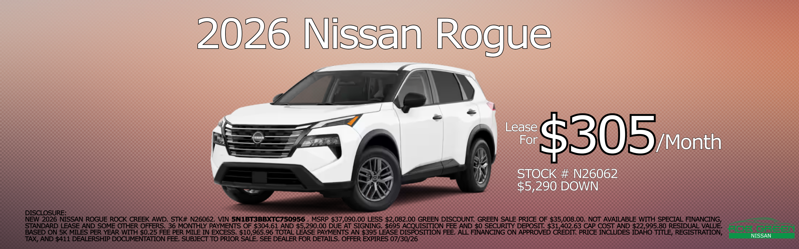 LEASE A NEW 2026 NISSAN ROGUE SV AWD