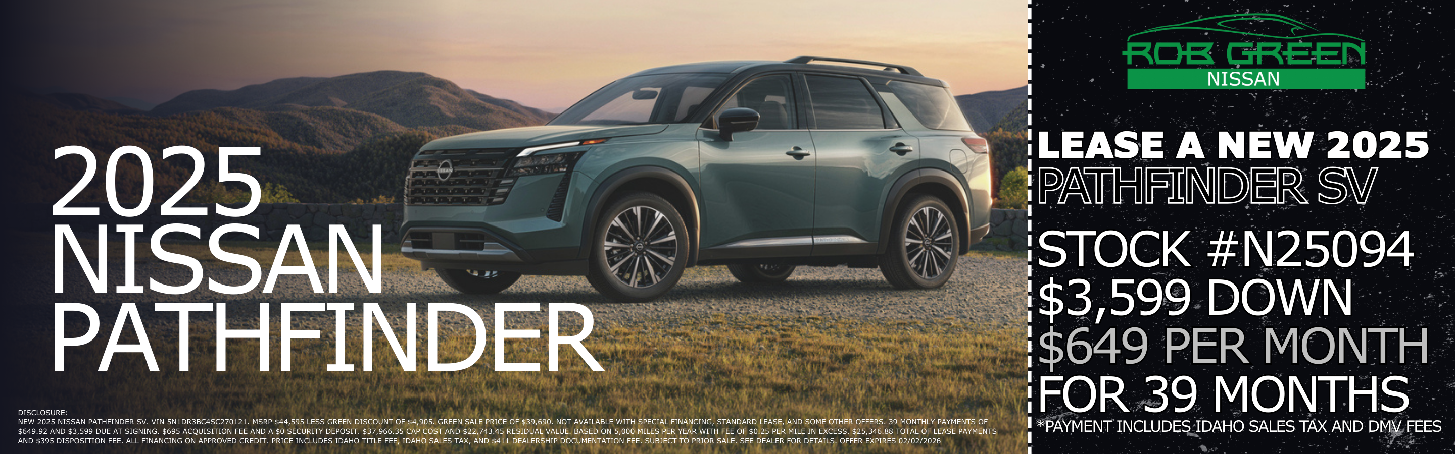 LEASE A NEW 2025 NISSAN PATHFINDER SV