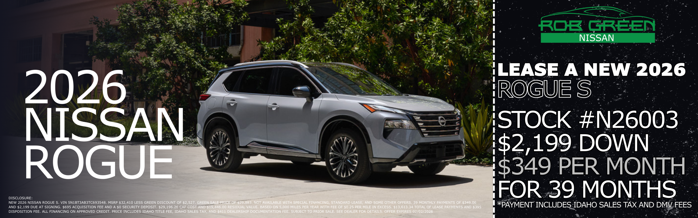 LEASE A NEW 2026 NISSAN ROGUE S 